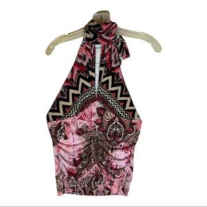 Vintage Bisou Bisou halter top / blouse Sz large